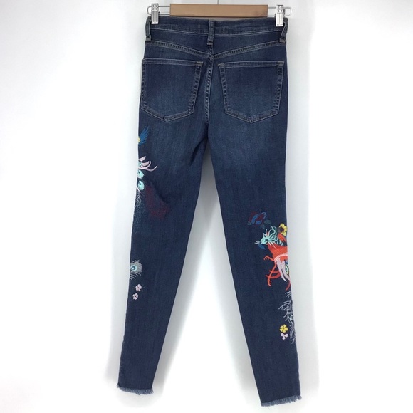 Free People Bird Embroidered Skinny Denim Jean NWT - Picture 4 of 6